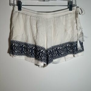 Solitaire Swim Embroidered White and Black Women's Shorts